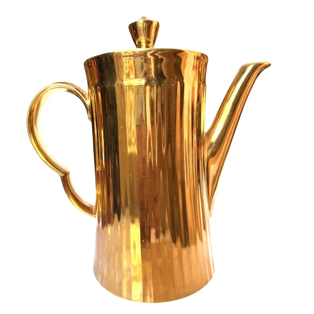 Vintage Royal Worcester Gold Lustre Coffee Pot  Fireproof Porcelain
